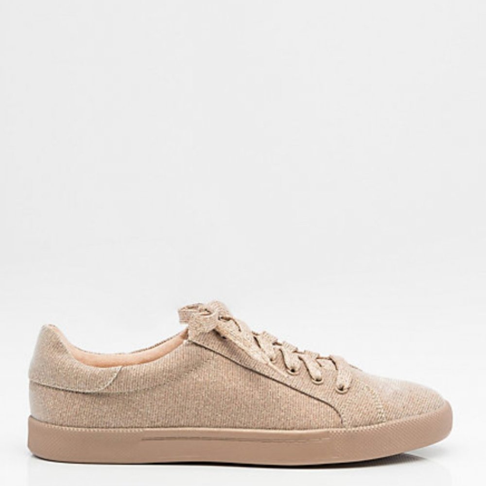 Le Chateau Rose Gold Glitter Lace up Sneakers